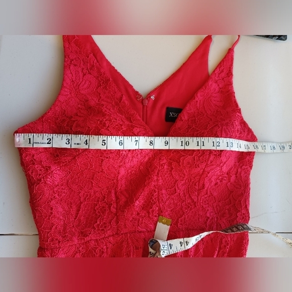 Xscape Red Lace Evening Cocktail Valentine’s Day Midi Dress - Picture 10 of 16